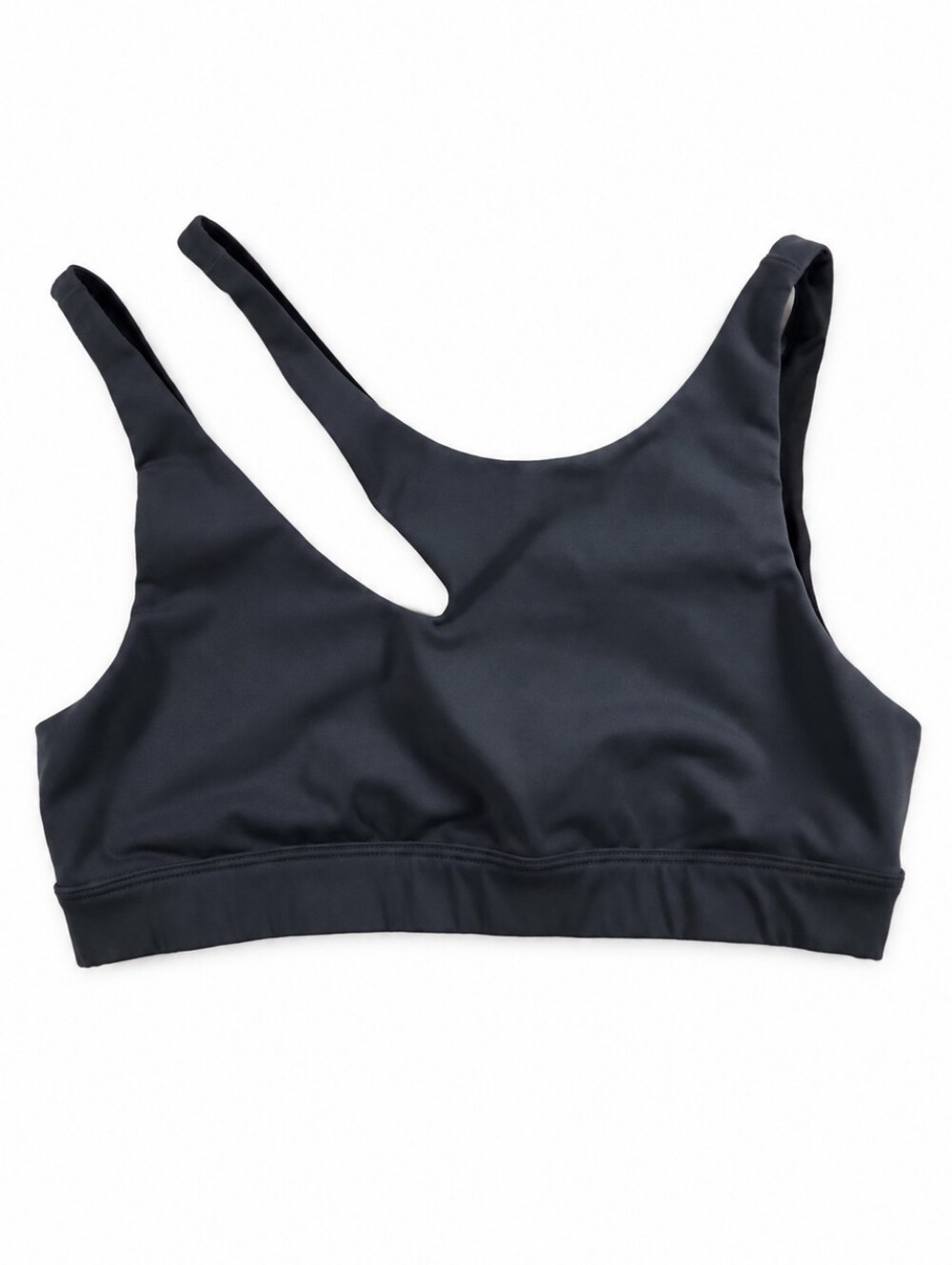 Alo Yoga Peak Bra Small Charcoal Gray Airbrush Asymmetrical Cutout Sports Bra